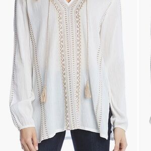 Karen Kane Crinkle Gauze Embroidered Boho Tunic M